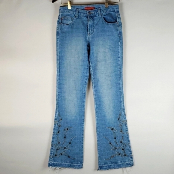 Vigoss London Blue Vintage Y2K Embellished Flare Denim Jeans Size 5 - Picture 1 of 9